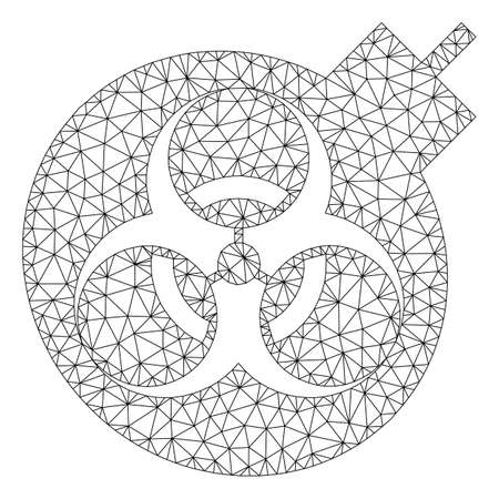 Mesh biological weapons model icon. Wire frame triangular mesh of vector biological weapons isolated on a white background. Abstract 2d mesh built from triangular lines and spheric points.のイラスト素材