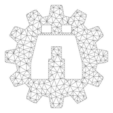 Mesh binoculars find options model icon. Wire frame triangular mesh of vector binoculars find options isolated on a white background. Abstract 2d mesh built from triangular lines and spheric points.のイラスト素材