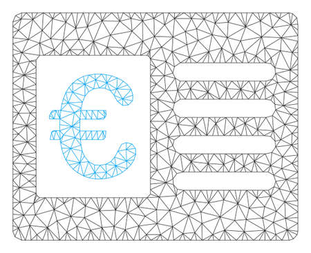 Mesh euro bank account model icon. Wire frame polygonal mesh of vector euro bank account isolated on a white background. Abstract 2d mesh designed with polygonal grid and spheric points.のイラスト素材
