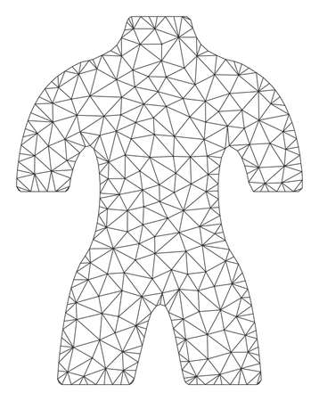 Mesh body polygonal 2d vector illustration. Carcass model is based on body flat icon. Triangle network forms abstract body flat model.のイラスト素材