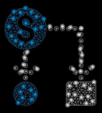 Gold square mosaic and solid cashflow. Vector geographic cashflow in yellow golden color tinges. Abstract collage is combined from randomized flat square dots.のイラスト素材