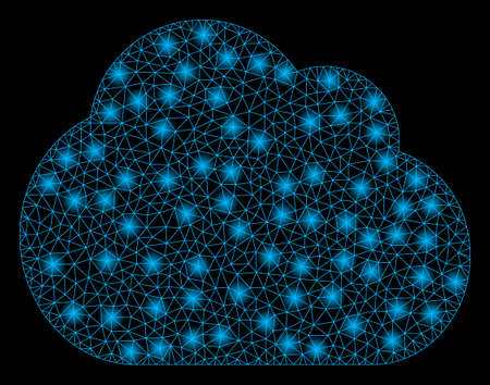 Gold square mosaic and solid cloud. Vector geographic cloud in yellow golden color shades. Abstract composition is composed with scattered flat square parts.のイラスト素材
