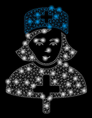 Gold square mosaic and solid catholic lady doctor. Vector geographic catholic lady doctor in yellow golden color tints. Abstract composition is created with randomized flat square parts.のイラスト素材