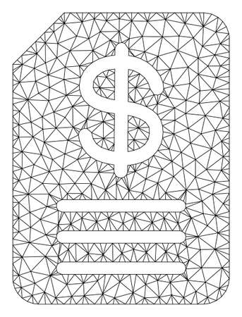 Mesh budget invoice polygonal icon vector illustration. Carcass model is based on budget invoice flat icon. Triangular net forms abstract budget invoice flat model.のイラスト素材