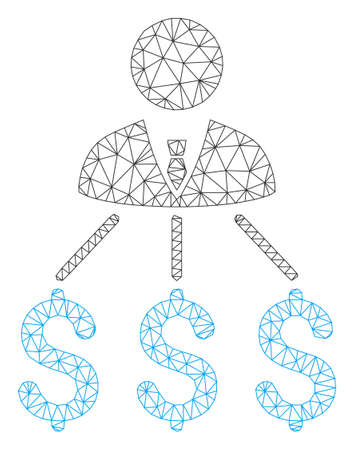 Mesh businessman expenses polygonal icon vector illustration. Model is based on businessman expenses flat icon. Triangle network forms abstract businessman expenses flat model.のイラスト素材