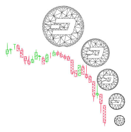 Mesh candlestick chart Dashcoin deflation polygonal icon vector illustration. Abstraction is based on candlestick chart Dashcoin deflation flat icon.のイラスト素材