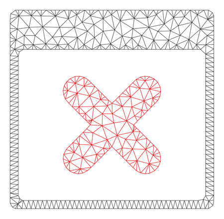 Mesh cancel calendar page polygonal icon vector illustration. Carcass model is based on cancel calendar page flat icon. Triangle network forms abstract cancel calendar page flat carcass.のイラスト素材