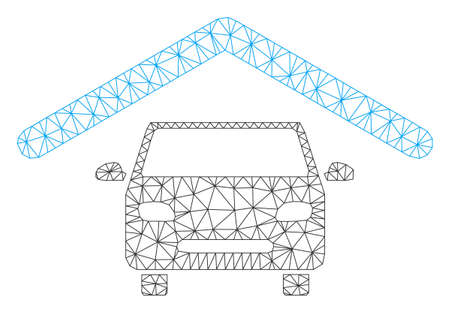Mesh car roof polygonal symbol vector illustration. Carcass model is based on car roof flat icon. Triangle mesh forms abstract car roof flat model.のイラスト素材