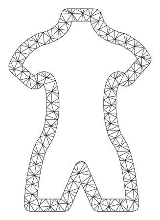 Mesh body polygonal icon vector illustration. Model is based on body flat icon. Triangle mesh forms abstract body flat carcass. wireframe 2D polygonal line network isolated on a white background.のイラスト素材