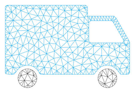 Mesh cargo van polygonal icon vector illustration. Carcass model is based on cargo van flat icon. Triangular net forms abstract cargo van flat model.のイラスト素材