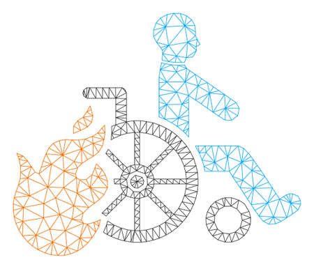 Mesh burn patient polygonal icon vector illustration. Model is based on burn patient flat icon. Triangle mesh forms abstract burn patient flat model.のイラスト素材
