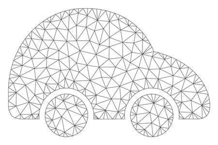 Mesh car polygonal icon vector illustration. Carcass model is based on car flat icon. Triangular mesh forms abstract car flat carcass.のイラスト素材