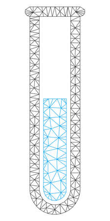 Mesh blue liquid test tube polygonal icon vector illustration. Model is based on blue liquid test tube flat icon. Triangular mesh forms abstract blue liquid test tube flat model.のイラスト素材