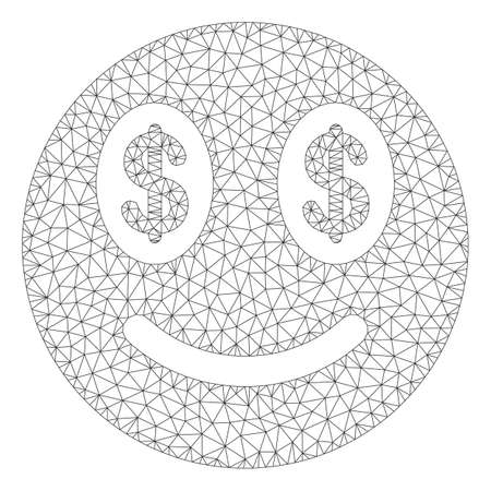 Mesh businessman smile polygonal icon vector illustration. Carcass model is based on businessman smile flat icon. Triangular mesh forms abstract businessman smile flat model.のイラスト素材