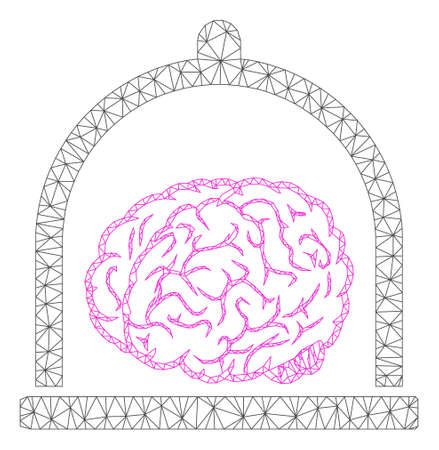 Mesh brain conservation polygonal icon vector illustration. Abstraction is based on brain conservation flat icon. Triangular mesh forms abstract brain conservation flat model.のイラスト素材