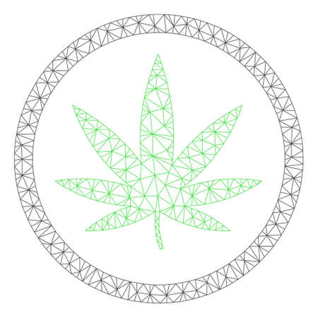 Mesh cannabis polygonal icon vector illustration. Carcass model is based on cannabis flat icon. Triangular net forms abstract cannabis flat carcass.のイラスト素材