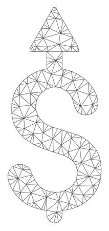 Mesh business growth polygonal icon vector illustration. Carcass model is based on business growth flat icon. Triangular network forms abstract business growth flat carcass.のイラスト素材