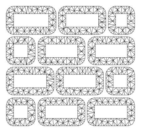 Mesh brick wall polygonal icon vector illustration. Carcass model is based on brick wall flat icon. Triangle network forms abstract brick wall flat carcass.のイラスト素材