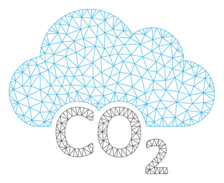 Mesh carbon cloud polygonal icon vector illustration. Carcass model is based on carbon cloud flat icon. Triangular net forms abstract carbon cloud flat model.のイラスト素材
