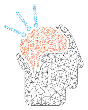 Mesh brain surgery polygonal 2d vector illustration. Carcass model is based on brain surgery flat icon. Triangular mesh forms abstract brain surgery flat carcass.のイラスト素材