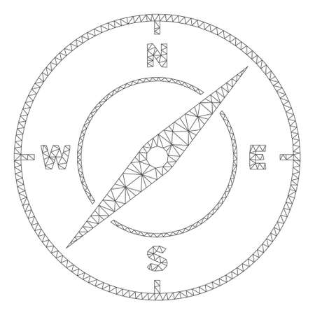 Mesh compass polygonal icon vector illustration. Model is based on compass flat icon. Triangle network forms abstract compass flat model.のイラスト素材