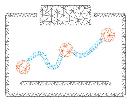 Mesh chart polygonal icon vector illustration. Abstraction is based on chart flat icon. Triangular network forms abstract chart flat model.のイラスト素材