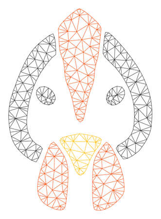 Mesh chicken face polygonal icon vector illustration. Carcass model is based on chicken face flat icon. Triangular network forms abstract chicken face flat model.のイラスト素材