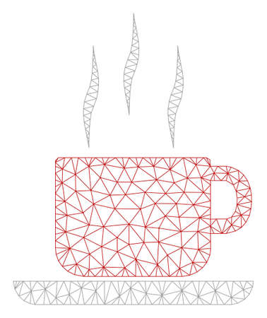 Mesh coffee break polygonal icon vector illustration. Abstraction is based on coffee break flat icon. Triangular mesh forms abstract coffee break flat model.のイラスト素材