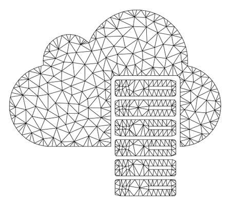 Mesh cloud computing polygonal icon vector illustration. Carcass model is based on cloud computing flat icon. Triangle mesh forms abstract cloud computing flat model.のイラスト素材