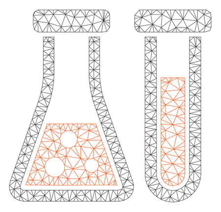 Mesh chemistry polygonal icon vector illustration. Model is based on chemistry flat icon. Triangle network forms abstract chemistry flat model.のイラスト素材