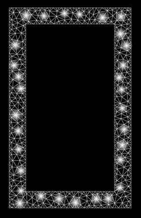 Bright mesh contour rectangle with glow effect. Abstract illuminated model of contour rectangle icon.のイラスト素材