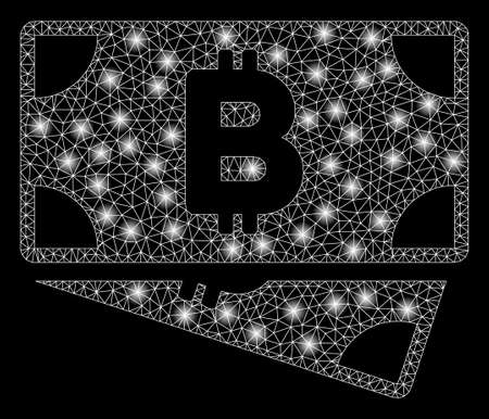 Bright mesh Bitcoin cash banknotes with glow effect. Abstract illuminated model of Bitcoin cash banknotes icon.のイラスト素材