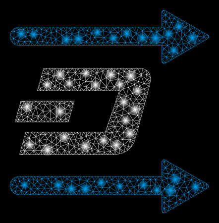 Bright mesh Dash send arrows with glow effect. Abstract illuminated model of Dash send arrows icon.のイラスト素材