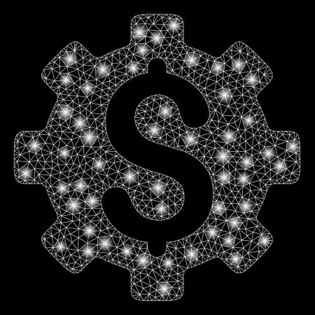 Bright mesh development cost with lightspot effect. Abstract illuminated model of development cost icon.のイラスト素材