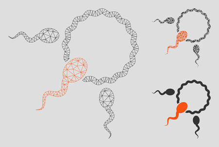 Mesh fertilization model with triangle mosaic icon. Wire frame polygonal mesh of fertilization. Vector collage of triangle elements in various sizes, and color hues. Abstract 2d mesh fertilization,のイラスト素材