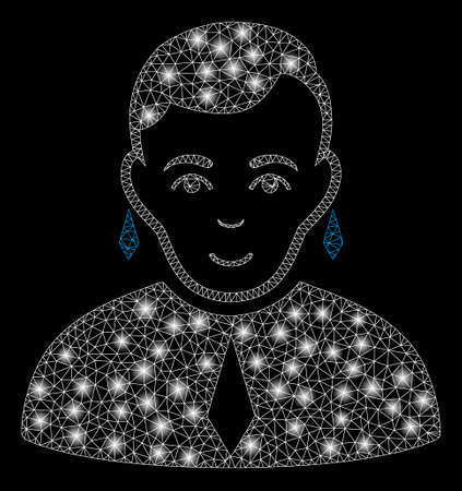 Glowing mesh gay with glare effect. Abstract illuminated model of gay icon. Shiny wire frame triangular mesh gay. Vector abstraction on a black background.のイラスト素材