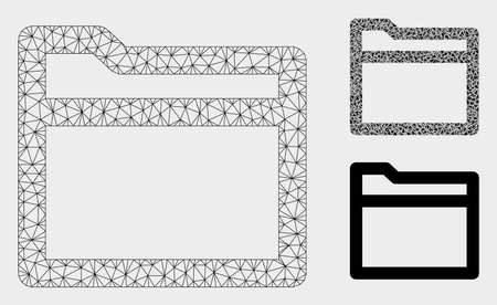 Mesh folder model with triangle mosaic icon. Wire carcass polygonal mesh of folder. Vector mosaic of triangle parts in different sizes, and color shades. Abstract flat mesh folder.のイラスト素材