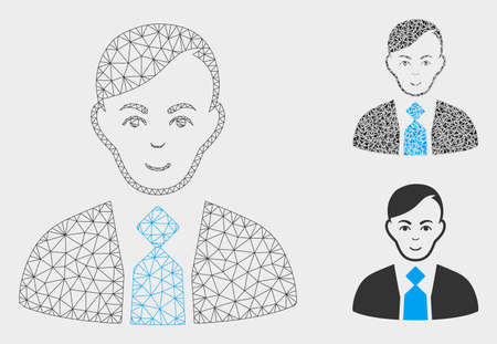 Mesh fuhrer model with triangle mosaic icon. Wire frame triangular mesh of fuhrer. Vector mosaic of triangle parts in different sizes, and color hues. Abstract 2d mesh fuhrer.のイラスト素材