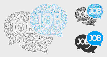 Mesh labor market model with triangle mosaic icon. Wire frame polygonal mesh of labor market. Vector collage of triangle parts in different sizes, and color hues. Abstract flat mesh labor market,のイラスト素材
