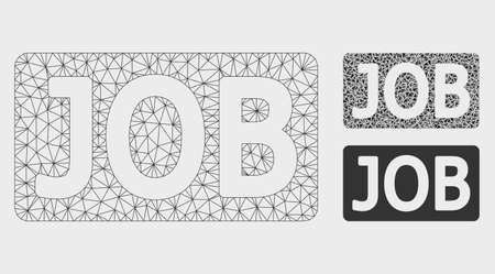 Mesh job caption model with triangle mosaic icon. Wire carcass polygonal mesh of job caption. Vector mosaic of triangles in various sizes, and color shades. Abstract flat mesh job caption,のイラスト素材