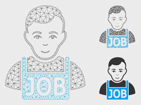 Mesh jobless model with triangle mosaic icon. Wire frame polygonal mesh of jobless. Vector composition of triangle elements in different sizes, and color hues. Abstract flat mesh jobless,のイラスト素材