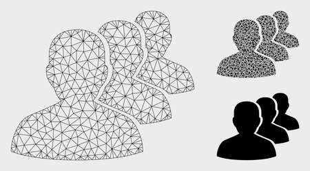 Mesh staff model with triangle mosaic icon. Wire frame polygonal network of staff. Vector mosaic of triangle elements in various sizes, and color hues. Abstract flat mesh staff, built from triangles.のイラスト素材