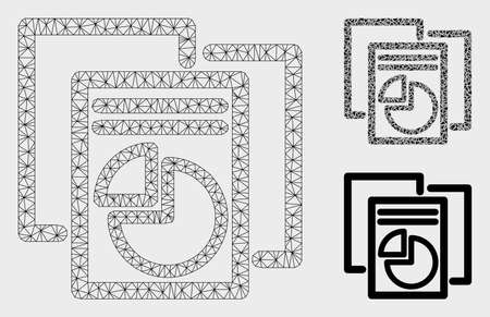 Mesh statistics model with triangle mosaic icon. Wire frame polygonal network of statistics. Vector mosaic of triangle parts in various sizes, and color tones. Abstract 2d mesh statistics,のイラスト素材