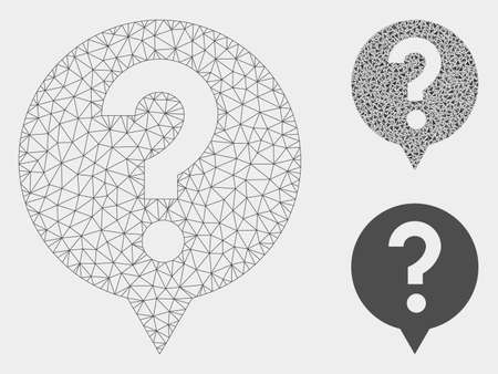 Mesh help model with triangle mosaic icon. Wire carcass polygonal mesh of help. Vector composition of triangle parts in various sizes, and color hues. Abstract 2d mesh help,のイラスト素材