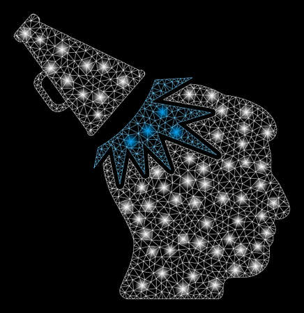 Glossy Mesh Megaphone Impact Head With Glare Effect Abstract Illuminated Model Of Megaphone Impact Head Icon Shiny Wire Frame Triangular Mesh Megaphone Impact Head Tasmeemme Com