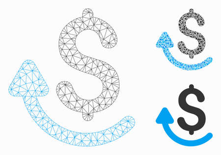 Mesh repay model with triangle mosaic icon. Wire carcass triangular mesh of repay. Vector mosaic of triangle elements in variable sizes, and color tones. Abstract 2d mesh repay,のイラスト素材