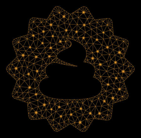 Glowing mesh shit token with glitter effect. Abstract illuminated model of shit token icon. Shiny wire frame polygonal mesh shit token. Vector abstraction on a black background.のイラスト素材