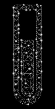 Glossy mesh test tube with sparkle effect. Abstract illuminated model of test tube icon. Shiny wire frame triangular mesh test tube. Vector abstraction on a black background.のイラスト素材