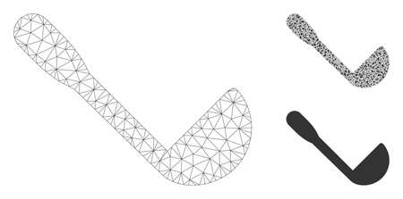 Mesh scoop model with triangle mosaic icon. Wire carcass triangular mesh of scoop. Vector mosaic of triangle elements in variable sizes, and color hues. Abstract 2d mesh scoop,のイラスト素材