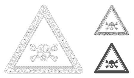 Mesh skull death triangle model with triangle mosaic icon. Wire frame triangular mesh of skull death triangle. Vector composition of triangle elements in variable sizes, and color tinges.のイラスト素材